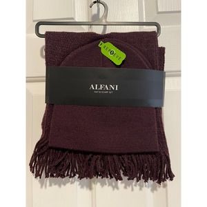Alfani plum scarf and hat set
